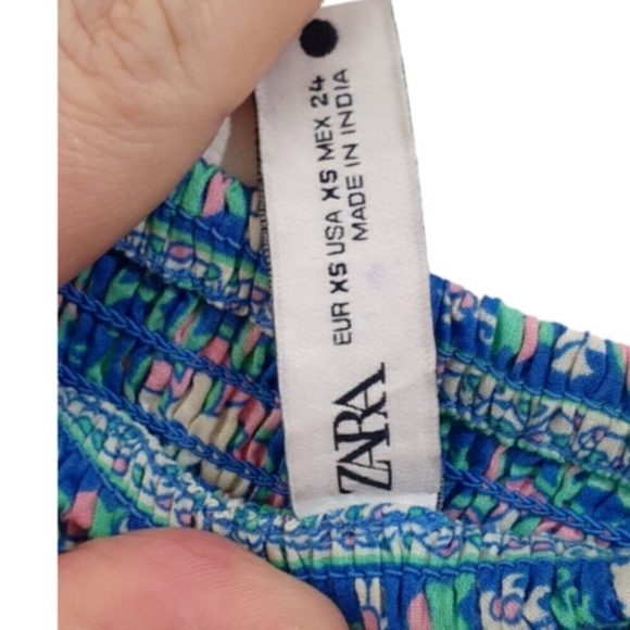 Zara Printed Embroidered Dress Ruffles Size XS - Picture 8 of 8